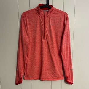 Nike‎ Running 1/4 Zip Dri Fit Red Element With Thumbholes Shirt Size M